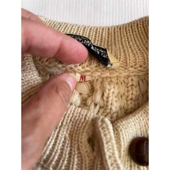 Vintage 60s Mr Poodle Size M Cream Cardigan Long Sleeve Knit 100% Wool Sweater - Picture 6 of 10